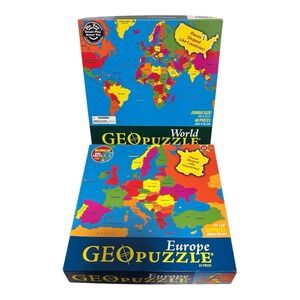 Lot Of‎ 2 GeoToys World & Europe GeoPuzzle 58/68 pieces (2009)